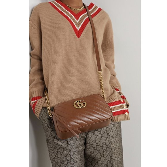 Gucci 447632 GG Marmont Diagonal Matelassé Leather Cross Body Bag - Picture 2 of 11